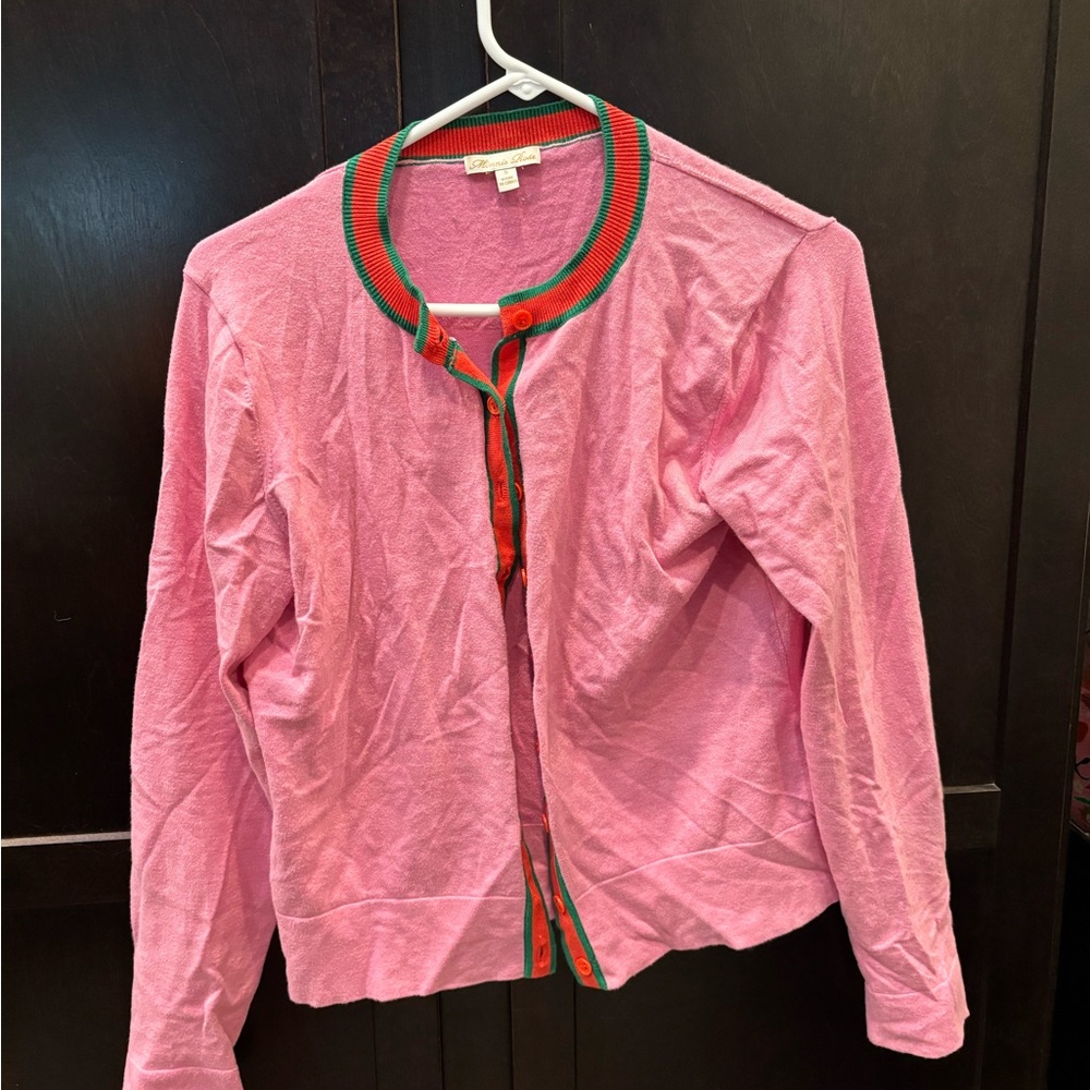 Minnie Rose Pink and Green Button-Up cardigan small